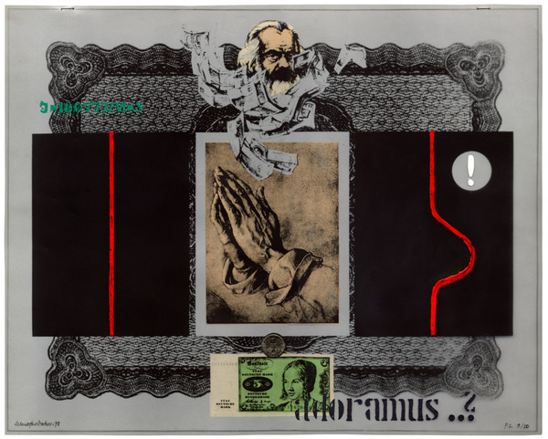 Jürgen Schieferdecker: adoramus...?, 1978, Hochdruck auf Polyester, 41,6 × 52,2 cm, Reproduktion: Hermann Büchner