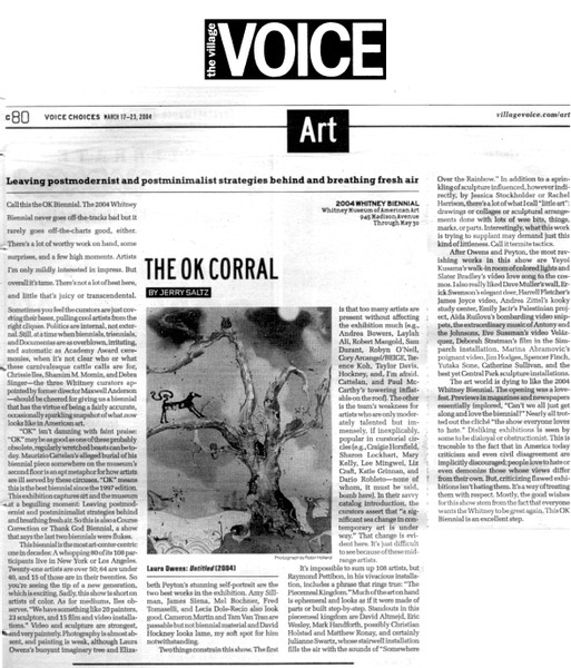 THE VILLAGE VOICE — THE OK CORRAL by Jerry Saltz
