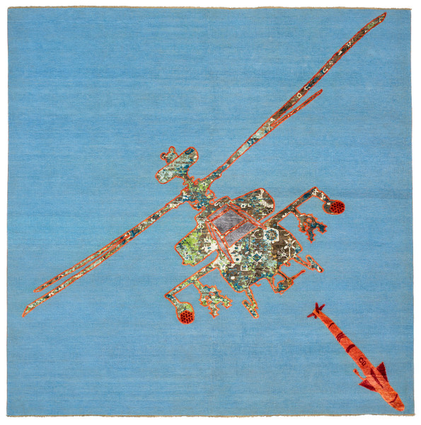 Jan Kath, Apache, 2022, Wool & silk on cotton (handknotted), 252 x 252 cm, 99 1:2 x 99 1:2 in, Unique