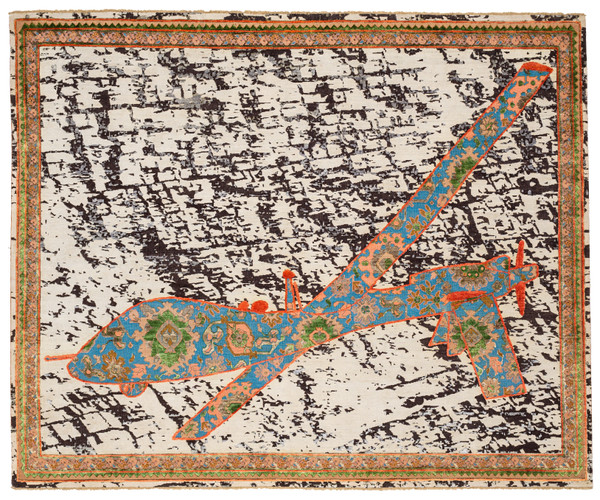 Jan Kath, Drone, 2022, Wool & silk on cotton (handknotted), 196 x 241 cm, 77 1:2 x 95 in, Unique