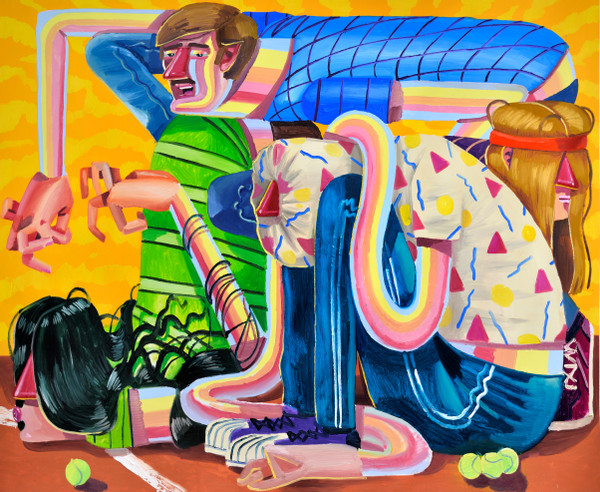 Ákos Ezer, Tennis Players, 2021, Oil on canvas, 180 x 230cm